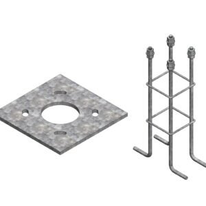 Placa 200x200x10 + canastillo 1/2x500